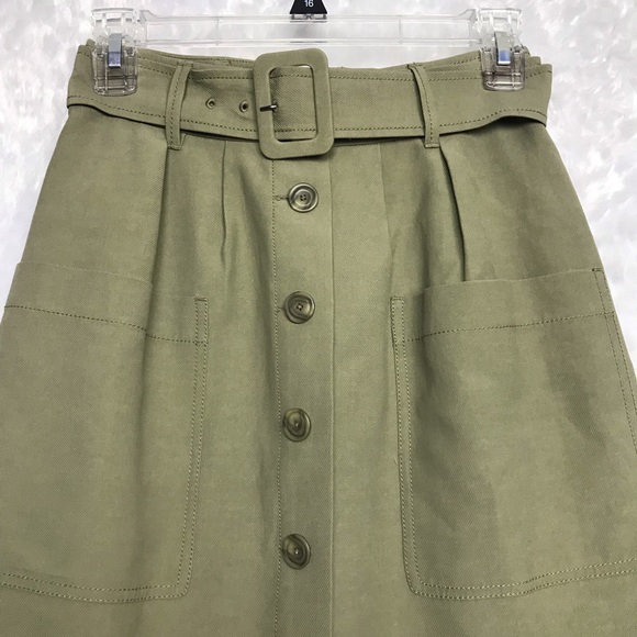 New Nordstrom Signature Skirt 00 Olive Green - Picture 3 of 7